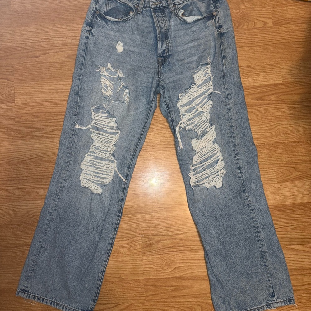 Aeropostale Distressed Blue Denim Women's Flare Jean Pants Size 10R